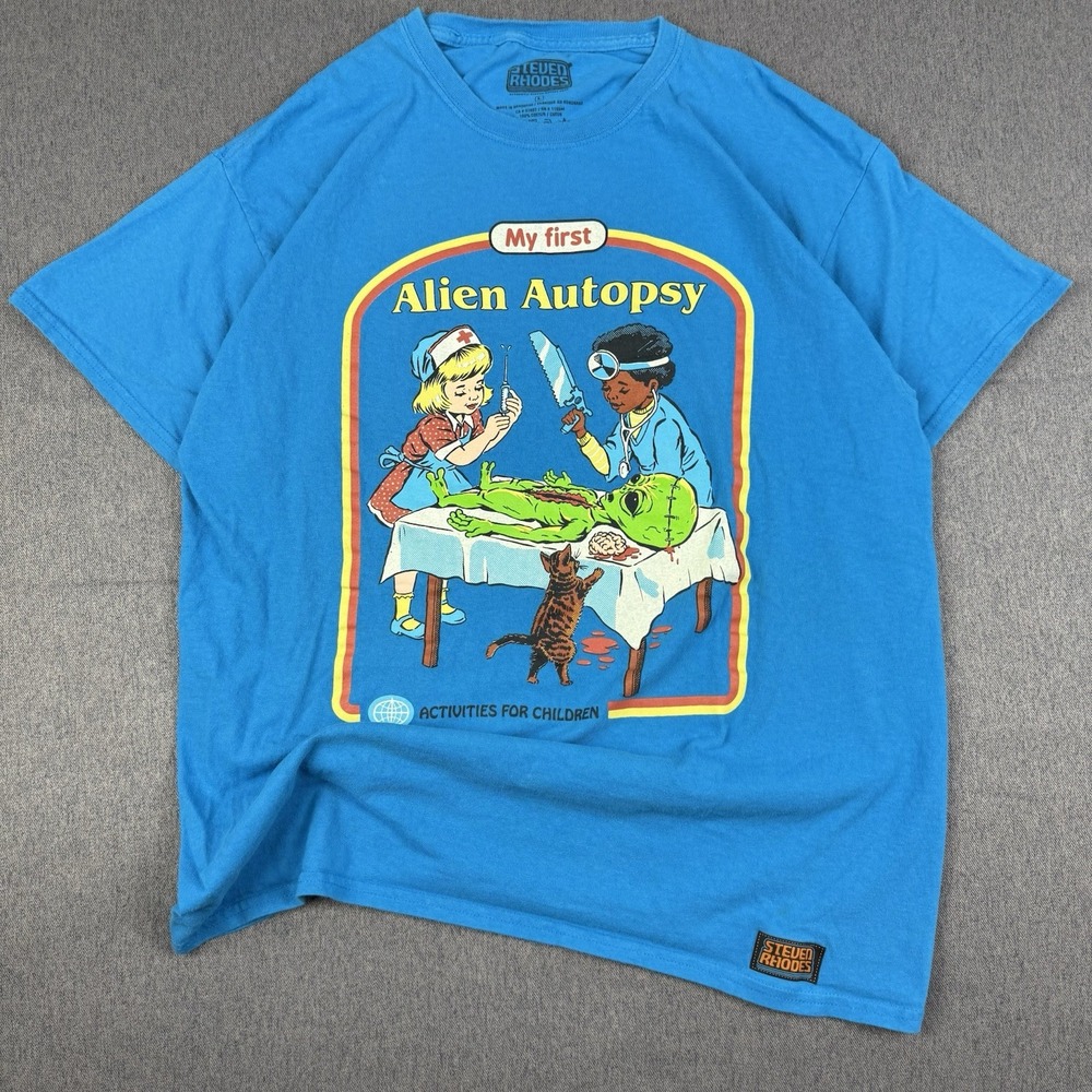 STEVEN RHODES My First Alien Autopsy T-SHIRT Mens Large Children's Book Funny